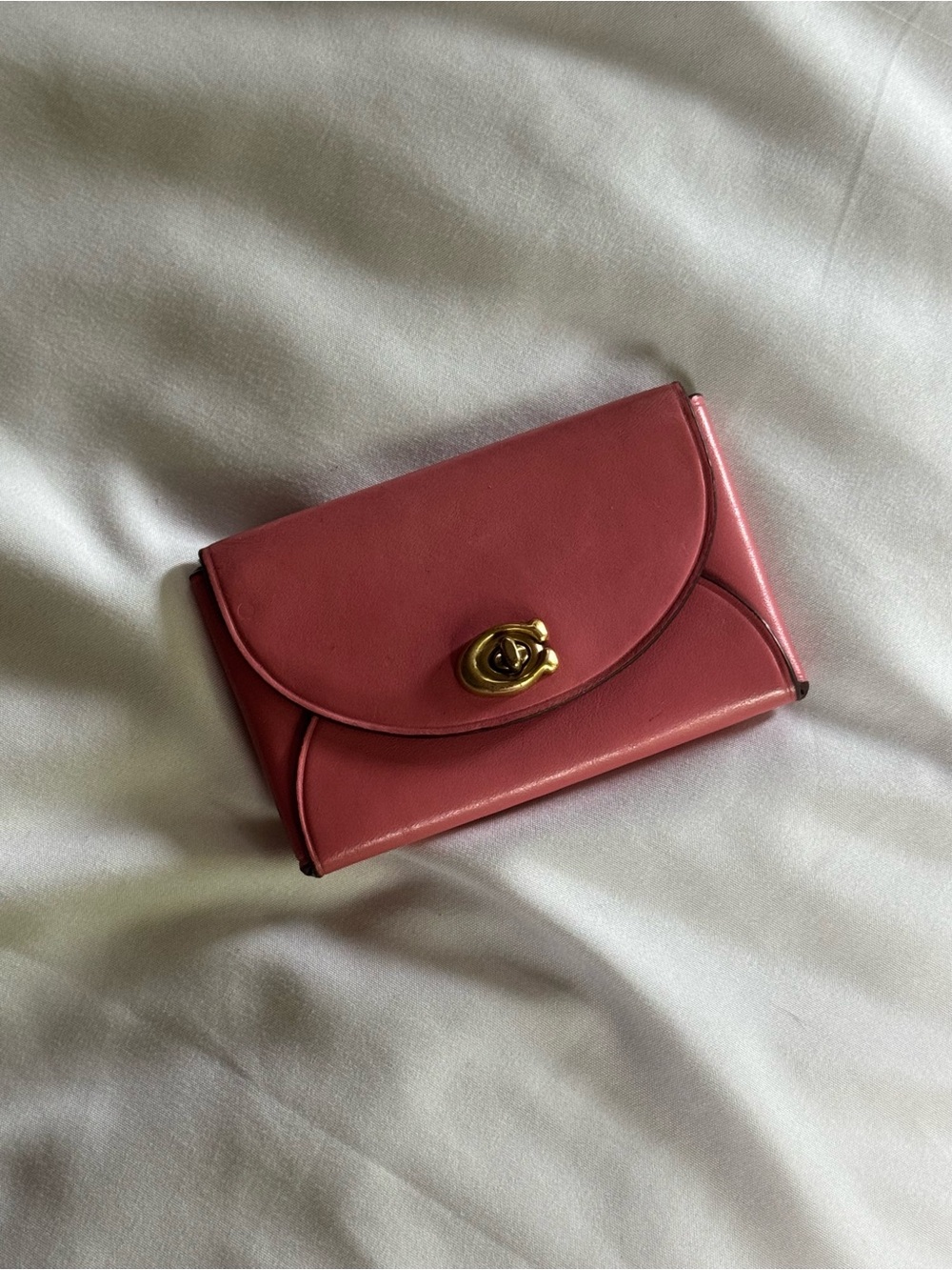 Vintage Coach Pink Leather Coin Pouch with Gold Hardware